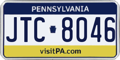 PA license plate JTC8046