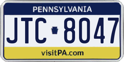 PA license plate JTC8047