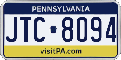 PA license plate JTC8094