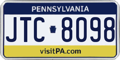 PA license plate JTC8098