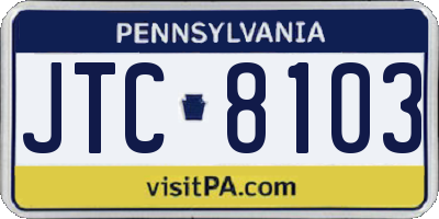 PA license plate JTC8103