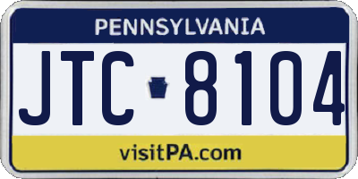 PA license plate JTC8104