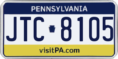 PA license plate JTC8105
