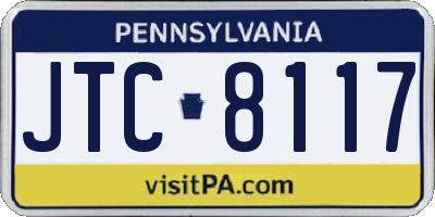 PA license plate JTC8117