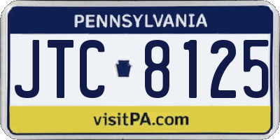 PA license plate JTC8125
