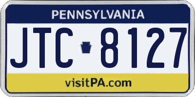 PA license plate JTC8127