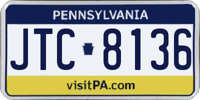 PA license plate JTC8136