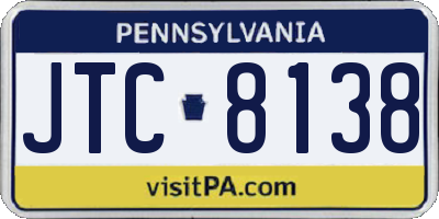 PA license plate JTC8138
