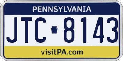 PA license plate JTC8143