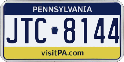 PA license plate JTC8144