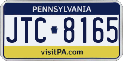 PA license plate JTC8165