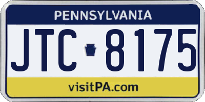 PA license plate JTC8175