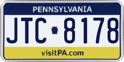 PA license plate JTC8178