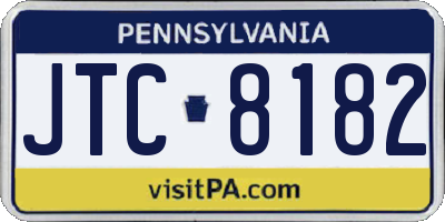 PA license plate JTC8182