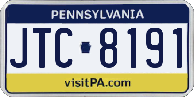 PA license plate JTC8191