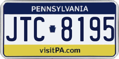 PA license plate JTC8195