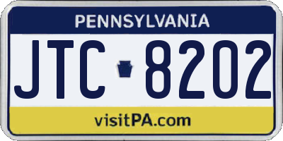 PA license plate JTC8202