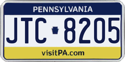 PA license plate JTC8205