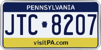 PA license plate JTC8207