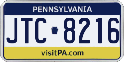 PA license plate JTC8216