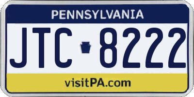 PA license plate JTC8222