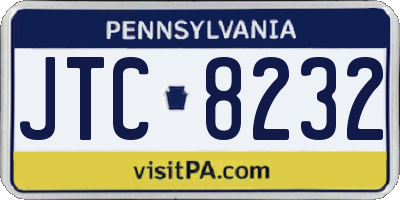 PA license plate JTC8232