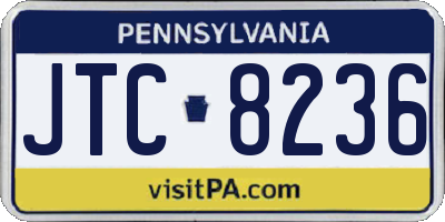 PA license plate JTC8236