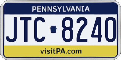 PA license plate JTC8240