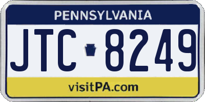 PA license plate JTC8249