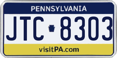 PA license plate JTC8303