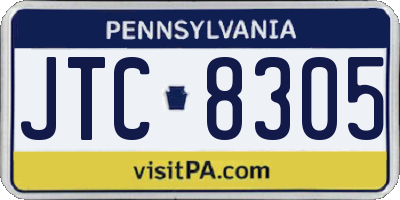 PA license plate JTC8305