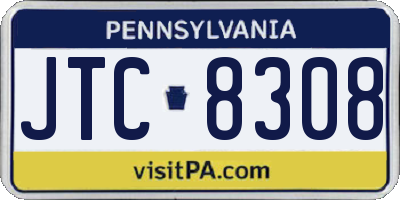 PA license plate JTC8308