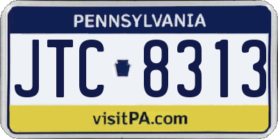 PA license plate JTC8313