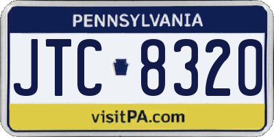 PA license plate JTC8320