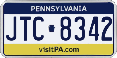 PA license plate JTC8342