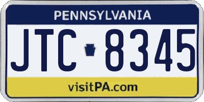 PA license plate JTC8345