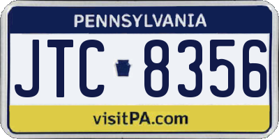 PA license plate JTC8356