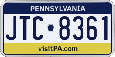 PA license plate JTC8361