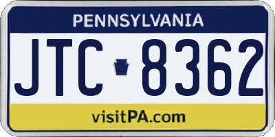 PA license plate JTC8362
