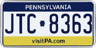 PA license plate JTC8363