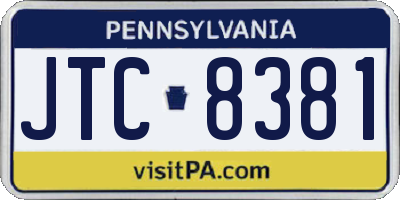 PA license plate JTC8381