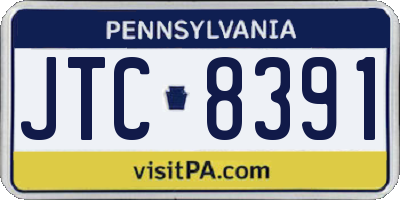 PA license plate JTC8391