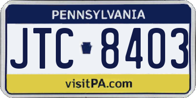PA license plate JTC8403