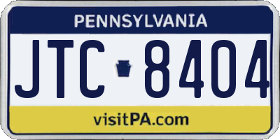 PA license plate JTC8404