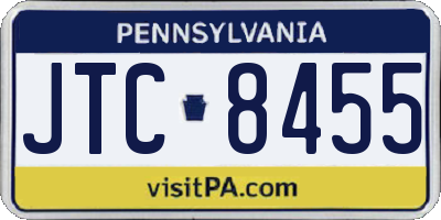PA license plate JTC8455