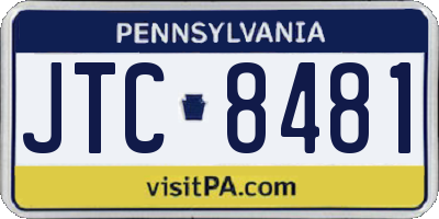 PA license plate JTC8481