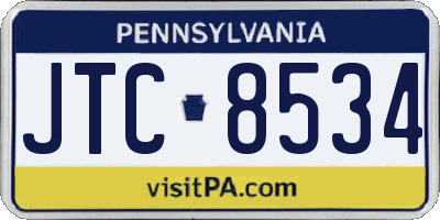 PA license plate JTC8534