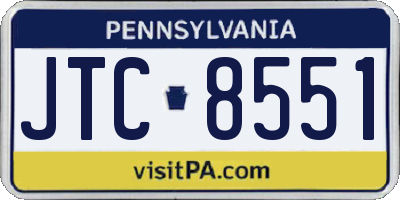 PA license plate JTC8551
