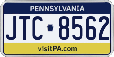 PA license plate JTC8562