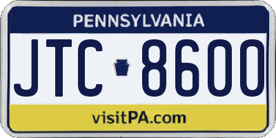 PA license plate JTC8600